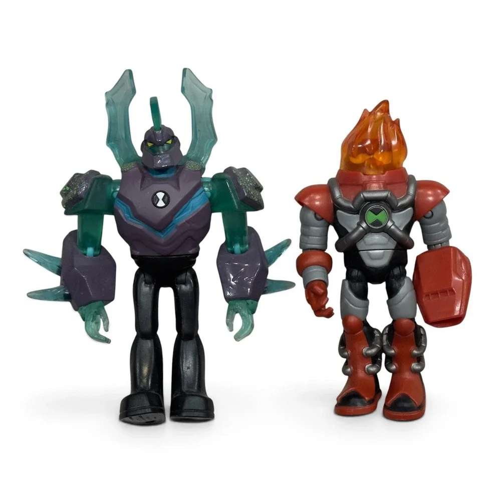 Ben 10 Figure Lot Playmates Omni Enhanced Heatblast Diamondhead Cannonbolt 6pc
